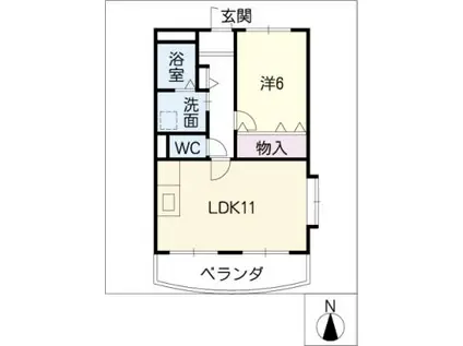 PRIME シルフィー(1LDK/2階)の間取り写真