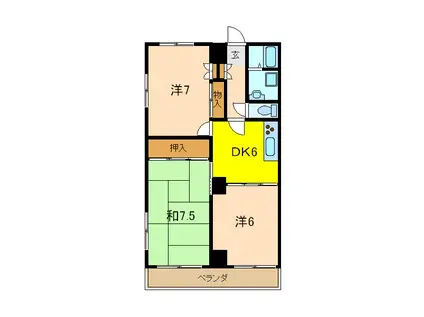 カーサデルソル(3DK/3階)の間取り写真