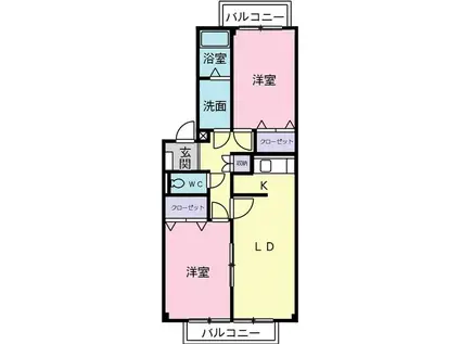 プリマヴェーラ(2LDK/2階)の間取り写真