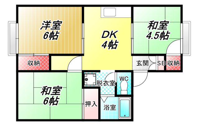 シティーハイツプロスパー(3DK/1階)の間取り写真