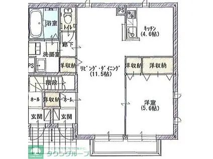 アリア ARIA(1LDK/1階)の間取り写真