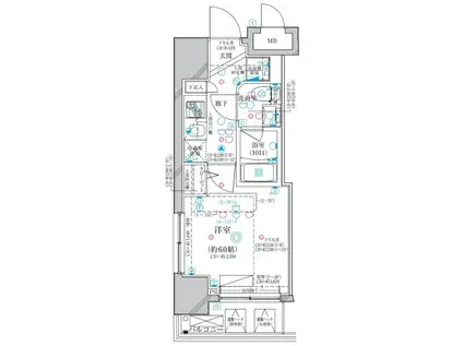 ディアレイシャス横浜ウエスト(1K/6階)の間取り写真