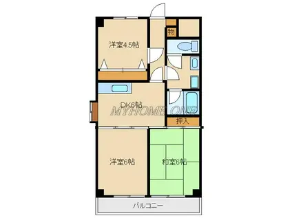 コスモマンション(3DK/6階)の間取り写真