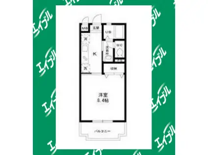 アルファ・プレイス(1K/2階)の間取り写真