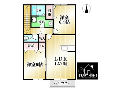 ルミナス北島A(2LDK/2階)の間取り写真