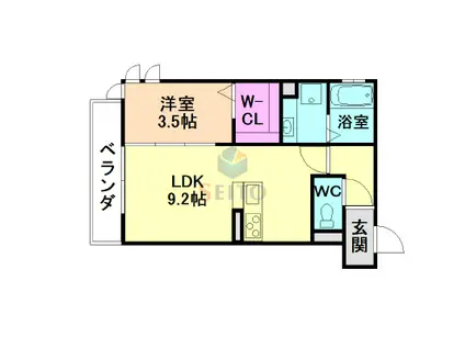 トレンタトレ豊中(1LDK/1階)の間取り写真