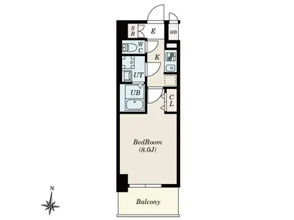 S-RESIDENCE堀田ノース II(1K/2階)の間取り写真