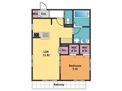 グランペール大原(1LDK/2階)の間取り写真