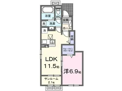 コンフォートクラス村上E(1LDK/1階)の間取り写真