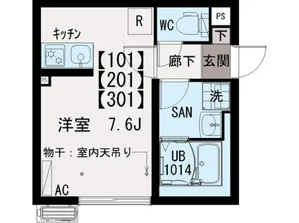 イクシオ 川崎ウエスト サイド(ワンルーム/1階)の間取り写真