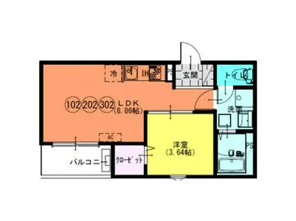 FSTYLE八尾北久宝寺(1LDK/3階)の間取り写真