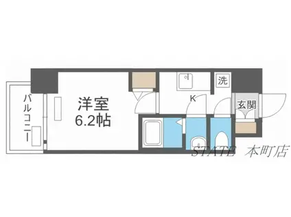 プレサンス難波インフィニティ(1K/4階)の間取り写真