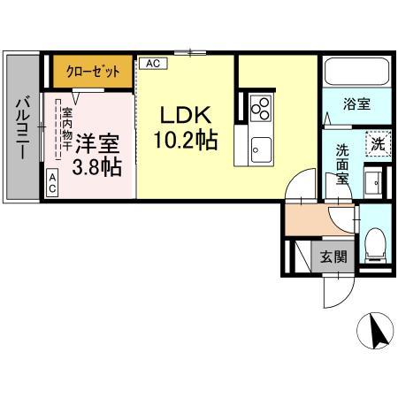 D-RESIDENCE曙町一丁目(1LDK/3階)の間取り写真