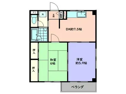 メゾンエクレール(2DK/3階)の間取り写真