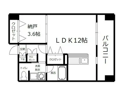 GREEN GRASS(1LDK/4階)の間取り写真