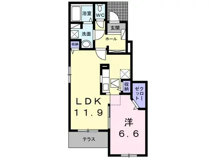 ディアコート・F C(1LDK/1階)の間取り写真