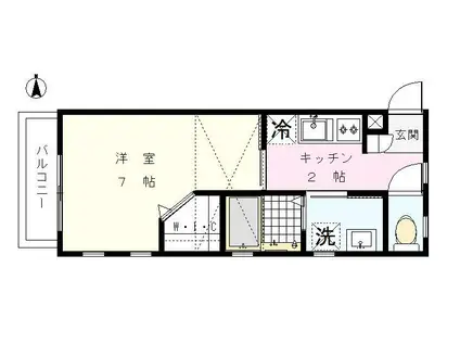 フローレスタン(1K/2階)の間取り写真