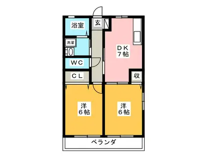ESPERANCEI(2DK/1階)の間取り写真