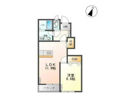 スール ユー(1LDK/1階)の間取り写真