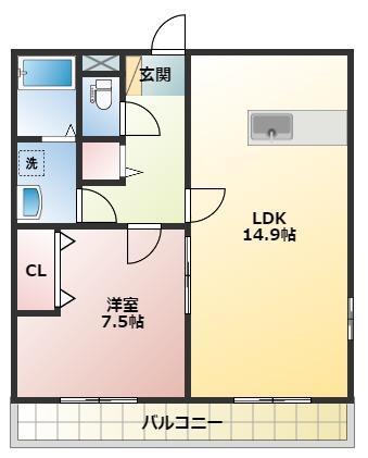 スパッシオメゾン(1LDK/2階)の間取り写真