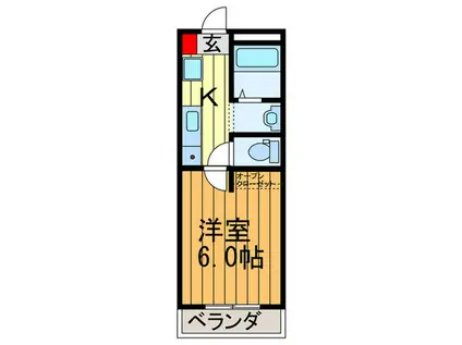 ベルメゾン5番館(1K/4階)の間取り写真