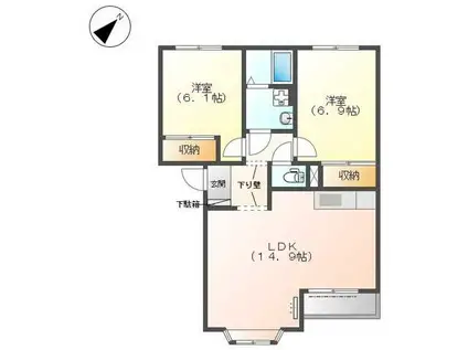 ルナ・レインボーA(2LDK/1階)の間取り写真