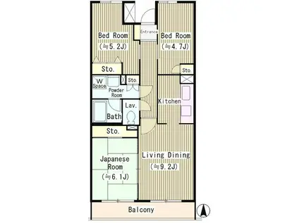 マンションカメリア 弐番館(3LDK/2階)の間取り写真
