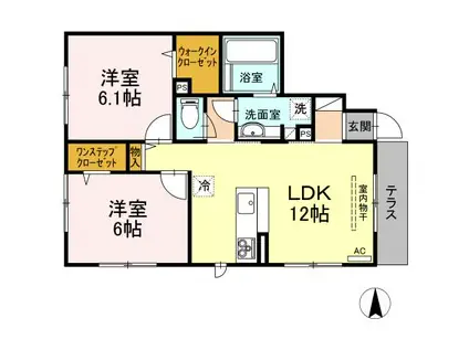 ルシェリア(2LDK/1階)の間取り写真