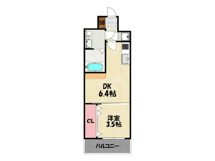 NO55WES.PROJECT博多(2K/7階)の間取り写真