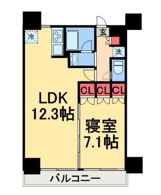 レジディア月島III(1LDK/10階)の間取り写真