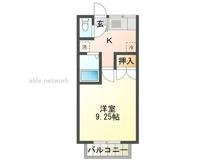 サンセリテA(1K/2階)の間取り写真