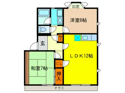 浜松園 松(2LDK/1階)の間取り写真