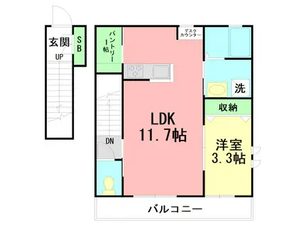 ブルーコートヴィラ(1LDK/2階)の間取り写真