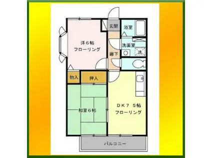 ジュネスハイムII(2DK/1階)の間取り写真