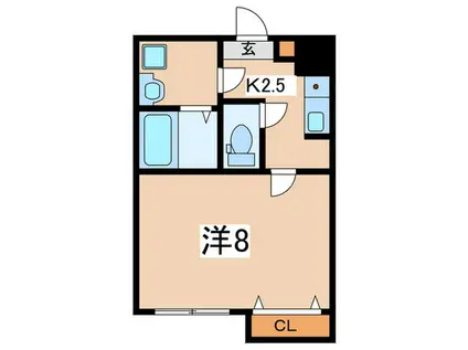 イーストヒルズII(1K/3階)の間取り写真