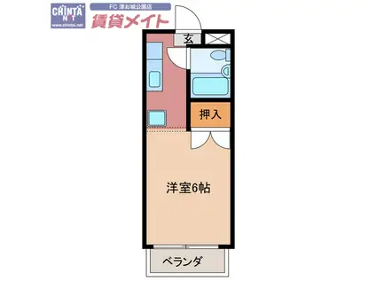 アトリエK(1K/1階)の間取り写真