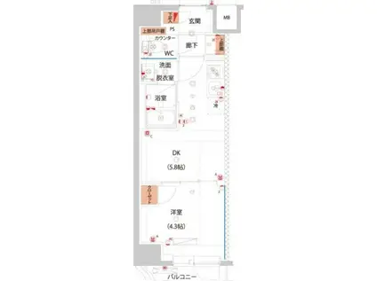 ハーモニーレジデンス東京サウス大塚(1DK/3階)の間取り写真