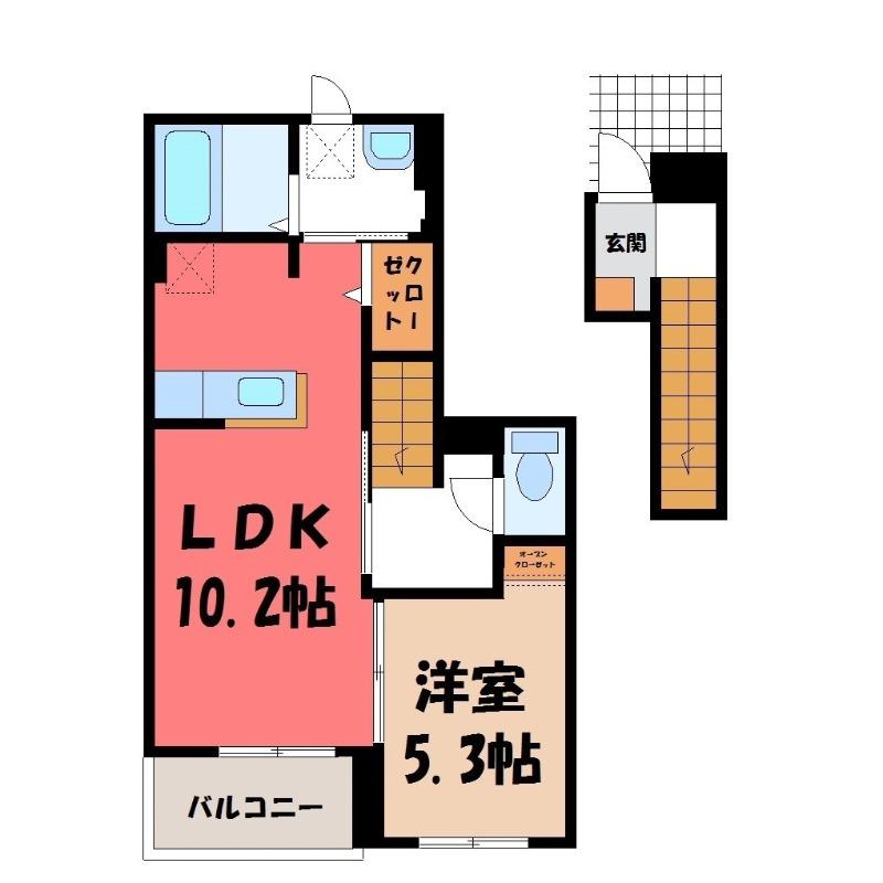 アロッジオEX(1LDK/2階)の間取り写真
