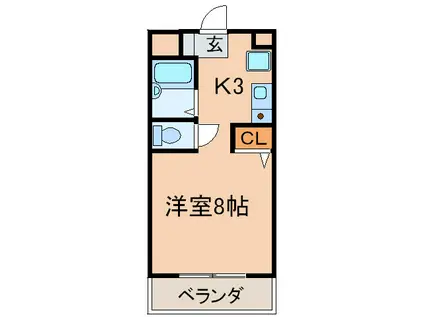 ウインディ大浦(1K/1階)の間取り写真