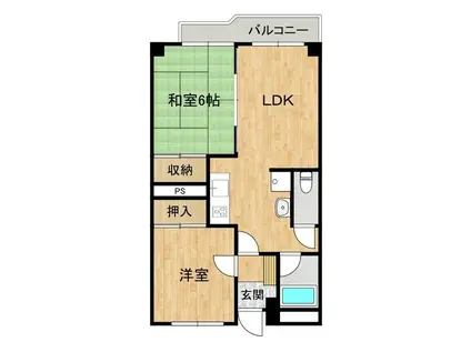 昭和マンションサングリーン水戸第2(2LDK/4階)の間取り写真