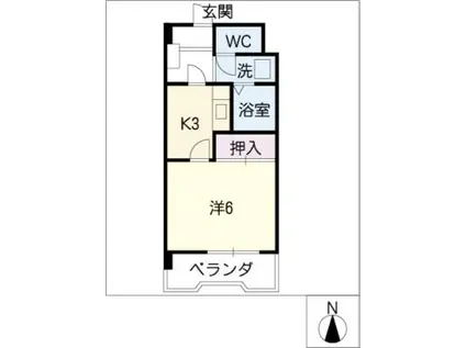 グリーンエクセル大坪(1K/2階)の間取り写真