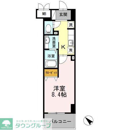 YAMAZAKISEKIYUBLD(1K/2階)の間取り写真