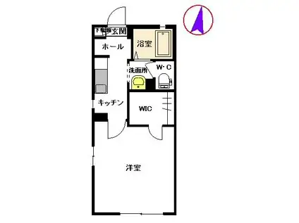 ステュディオ II棟(1K/1階)の間取り写真