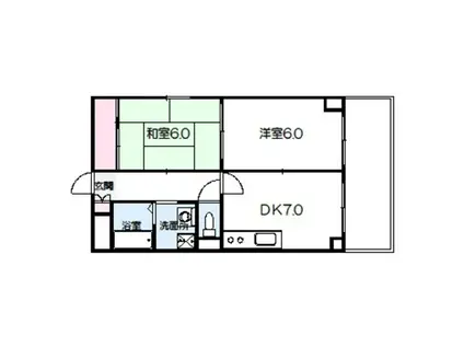 ビューパレス京橋(2DK/6階)の間取り写真