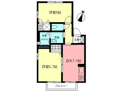 エクレールB(2DK/2階)の間取り写真