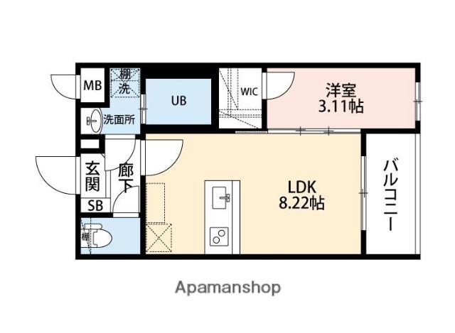 エクシア別府(1LDK/2階)の間取り写真