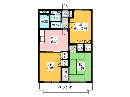 ウイングヒルズ(3DK/2階)の間取り写真