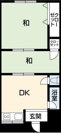 望月荘(2DK/1階)の間取り写真