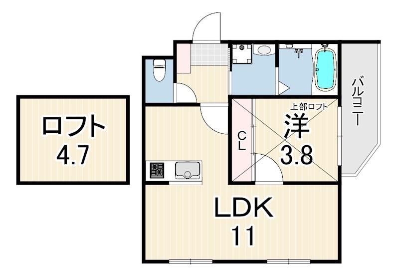 MICAELENOKURAKUEN(1LDK/1階)の間取り写真