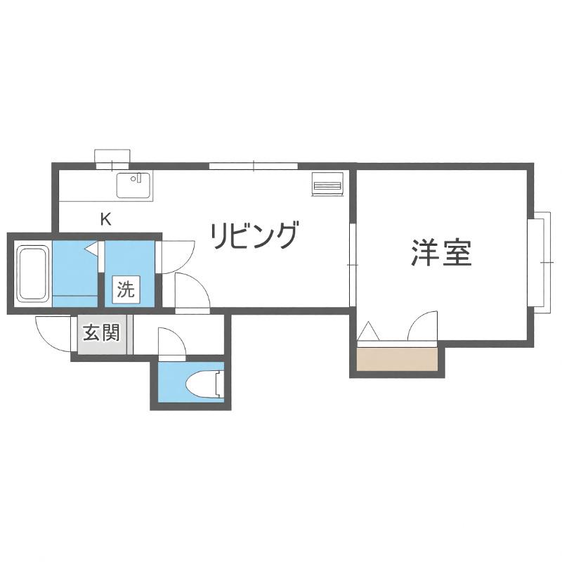 ルーベンス平岸(1DK/2階)の間取り写真
